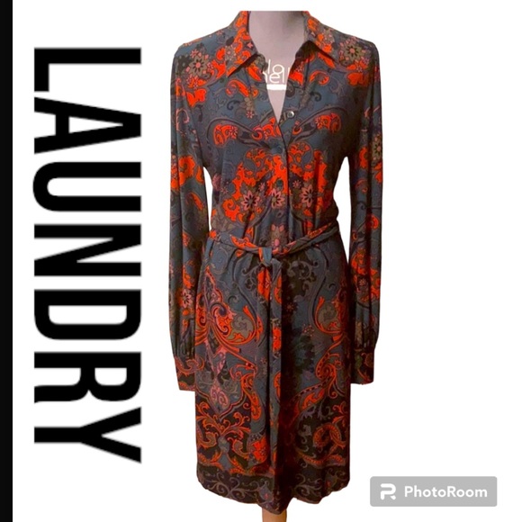 🐢🐢Laundry Retro 70’s design Tie waist dress ⚡️ - Picture 1 of 13